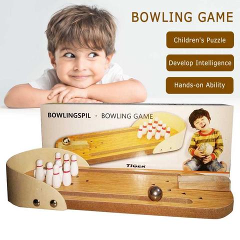 Mini jeu de Bowling d'intérieur en bois pour parents et enfants, ensemble de jouets de Table interactifs, de Sport éducatif, cadeau pour enfants ► Photo 1/6