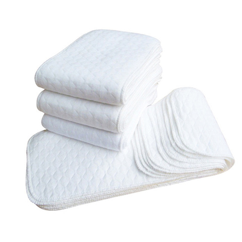 Couche en tissu lavable pour bébé, écologique, 10 pièces/ensemble, 3 couches d'insertion 100% coton ► Photo 1/6