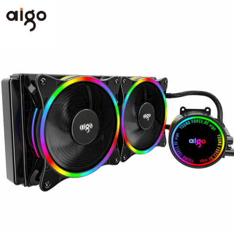 Aigo – refroidisseur de processeur à eau liquide, dissipateur de chaleur rgb intégré, ventilateur de boîtier d'ordinateur 120mm, LGA 2011/1151/1155/AM3 +/AM4 AMD ► Photo 1/6
