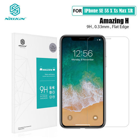 Protecteur d'écran, en verre trempé, 0.33MM, pour iPhone XR X Xs Max 11 Pro Max 12 Mini Nillkin H ► Photo 1/6