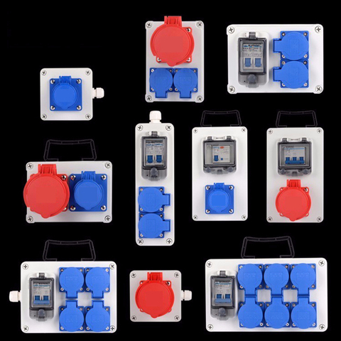 Boîtier de Distribution de prises de courant industriel, en plastique, Portable, combiné, 16a, 63a, boîtier de commande étanche, 380v, 220v, pour l'extérieur ► Photo 1/5