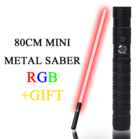 Jade – Mini sabre laser RGB 80cm, 7 couleurs changeantes, poignée en métal, épée lourde, son de duel deux en un, accessoires de scène de Cosplay LED ► Photo 1/6