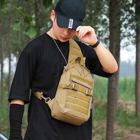 Sac à bandoulière tactique Molle EDC, sac à dos militaire de randonnée, à une sangle, petit Camping Sport en plein air Rover, sac de poitrine unisexe ► Photo 1/6