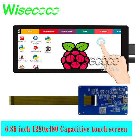 Wisecoco 6.86 pouces barre tendue écran Lcd avec panneau de commande tactile voiture affichage vidéo framboise Pi 3 Pi 4 moniteur ► Photo 1/6