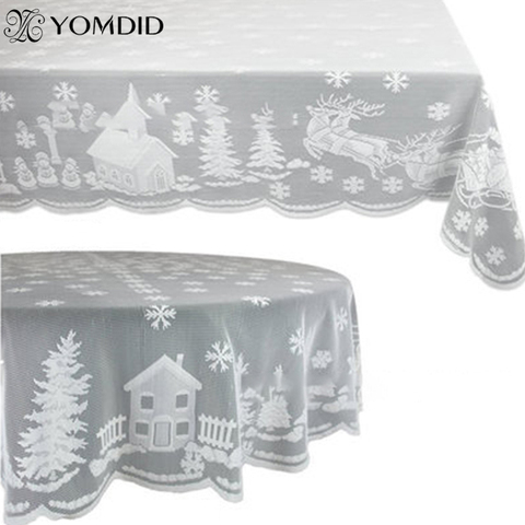 YOMDID blanc dentelle nappe macramé nappe Noel rond/Rectangle mariage Table à manger couverture de noël fête décor à la maison ► Photo 1/6