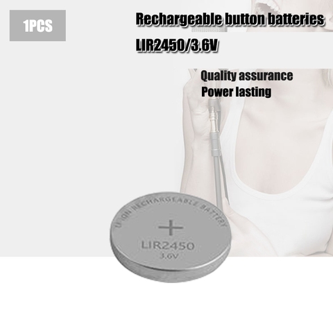 Batterie Rechargeable au lithium-Ion, 120mAH LIR2450, 3.6V, remplacement de pièces de monnaie, pour CR2450 CR 2450, 1 pièce ► Photo 1/6