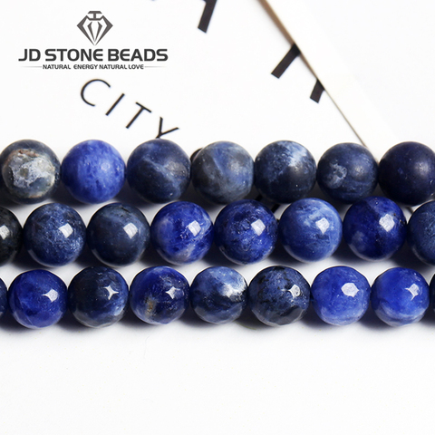 Perles de Sodalite naturelles de haute qualité, pierres précieuses bleues mates, pierres précieuses à facettes, pour la fabrication de bracelets, accessoires de bijoux ► Photo 1/6