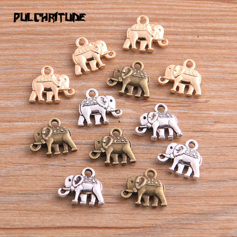 Petites breloques d'éléphant en alliage de Zinc métallique trois couleurs 12*13mm, idéal pour bijoux pièces d'animaux, pendentif breloques ► Photo 1/6