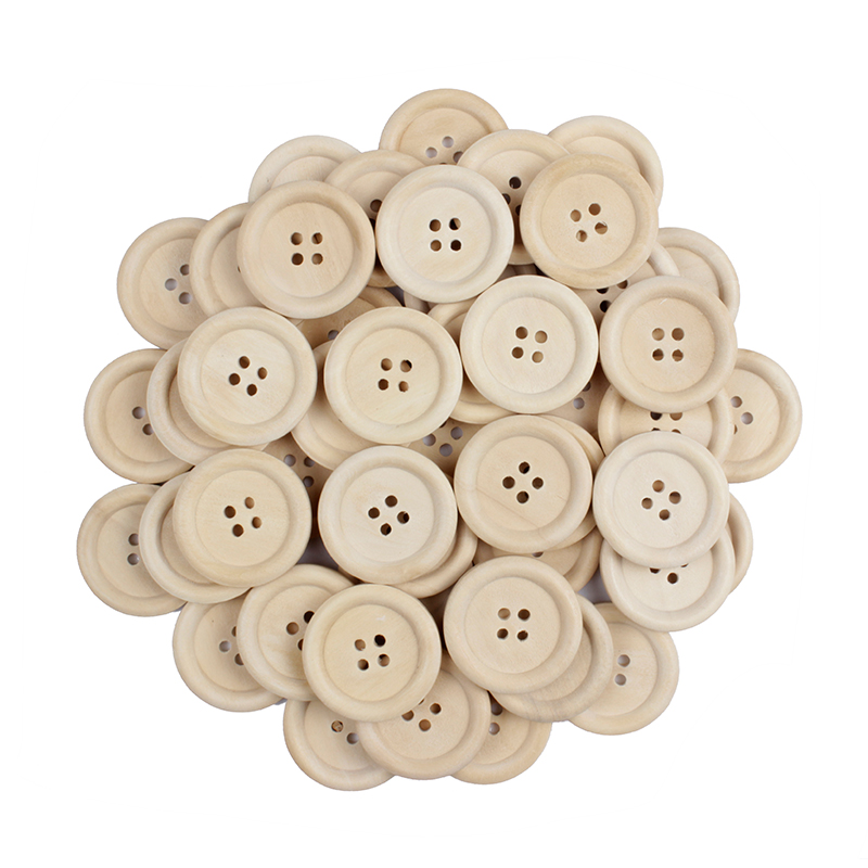 15mm/20mm/25mm 4 trous couleur Nature boutons en bois pour artisanat bouton de couture rond Scrapbook décoration pour la maison bricolage accessoires ► Photo 1/6