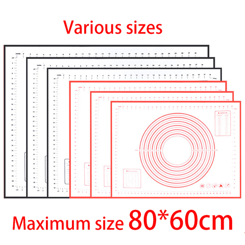 Tapis de cuisson en Silicone surdimensionné 80/70/60cm, tapis de cuisson antiadhésif pour pâtisserie, pétrir les crêpes de cuisine, pâte à Pizza, nouveauté 2022 ► Photo 1/6