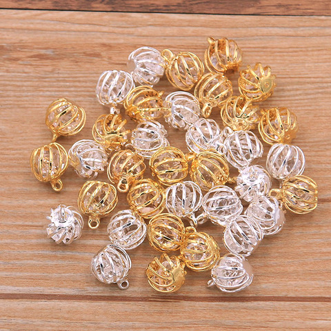 10 pièces 11*14MM 2 couleurs Antern printemps spirale perle Cages pendentifs breloque pour femmes hommes collier à faire soi-même Bracelet faisant accessoire ► Photo 1/6