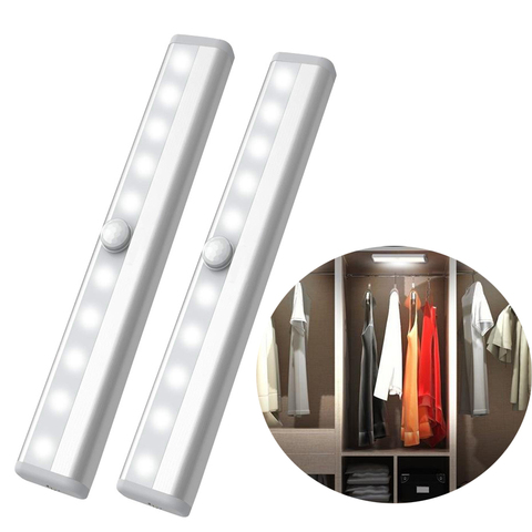 Lampe LED sous-meuble avec capteur de mouvement PIR sans fil, alimentée par des piles AAA, lumière latérale pour placard, escaliers, garde-robe et lit ► Photo 1/6