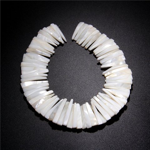 Perles en coquille de perles mère de perles naturelles, en forme de dents longues et pointues, pour la fabrication de bijoux, brin Bracelet à bricoler soi-même, 15 pouces ► Photo 1/6