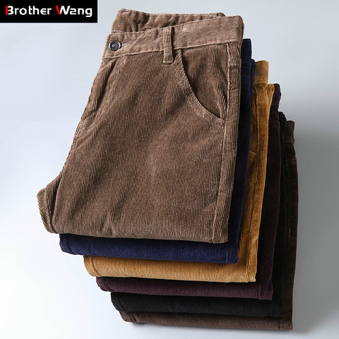 Pantalon décontracté en velours côtelé épais pour homme, extensible, coupe régulière, 6 couleurs, nouveau Style, tendance, vêtements de marque, hiver, 2022 ► Photo 1/6