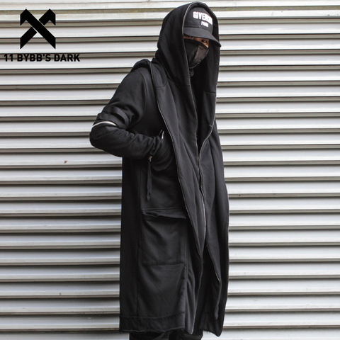 11 BYBB'S sombre assistant Cape Cape faux deux veste hommes gothique Punk Streetwear veste manteaux tactique fonction à capuche coupe-vent ► Photo 1/6