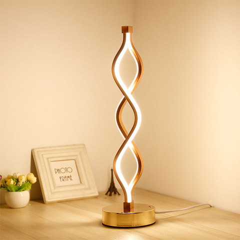 Nordique LED bande lampe de Table lampe de bureau incurvée spirale aluminium Art lampe de Table intérieur lecture éclairage lampe chambre décoration ► Photo 1/6