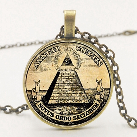 Collier avec pendentif en verre, symbole rétro, Illuminati, affiche d'illustration imprimée Antique, à la mode ► Photo 1/4