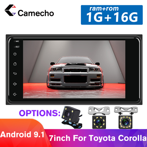 Lecteur multimédia de voiture Camecho Android 8.1 2 Din 7 ''Autoradio GPS Autoradio Bluetooth Audio stéréo FM AUX USB pour Toyota Corolla ► Photo 1/6