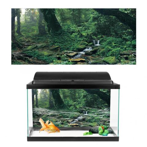 Affiche d'autocollant de paysage d'aquarium en PVC, paysage de rivière, bois verts, arrière-plan d'aquarium, fournitures de décoration ► Photo 1/6