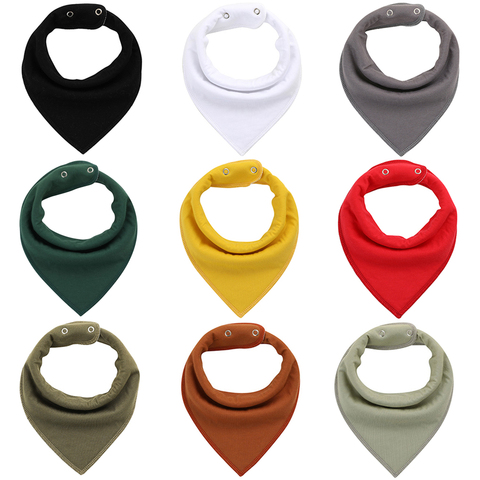 Bavoirs Bandana en coton de couleur unie pour bébé, tablier Anti-odeur antibactérien, séchage rapide, écharpe en tissu ► Photo 1/6