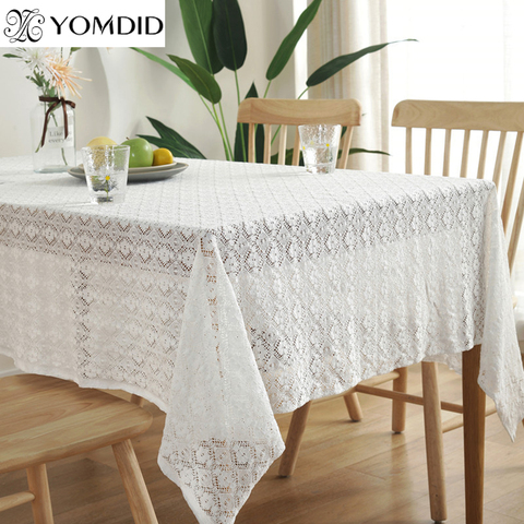 Blanc Vintage nappe de mariage décor dentelle nappe Jacquard Table couverture partie décorative thé nappe maison Table décor ► Photo 1/6