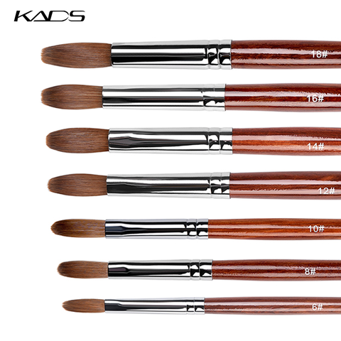 Kads Kolinsky – brosse à ongles acrylique pour poudre de manucure, outil professionnel avec manche rond en bois rouge ► Photo 1/6