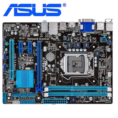 ASUS – carte mère LGA B75M-A DDR3 16 go pour Intel B75 1155, PCI-E X16, SATA III, carte mère pour ordinateur de bureau, avec BIOS AMI d'occasion ► Photo 1/3