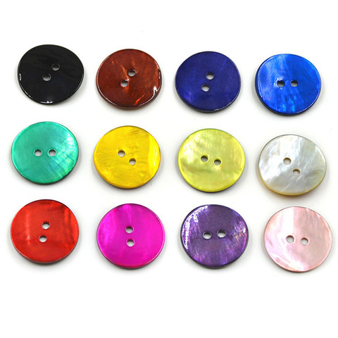 Boutons ronds en coquille naturelle, 10 pièces/lot, couleur mère de perle, 2 trous pour vêtements, accessoires pour vêtements DIY ► Photo 1/6