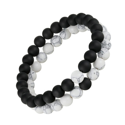 Offre Spéciale Distance Bracelet Blanc et Noir Yin Yang Perles Bracelet pour Femmes Hommes Couples de Valentine Jour Bijoux Cadeaux ► Photo 1/6