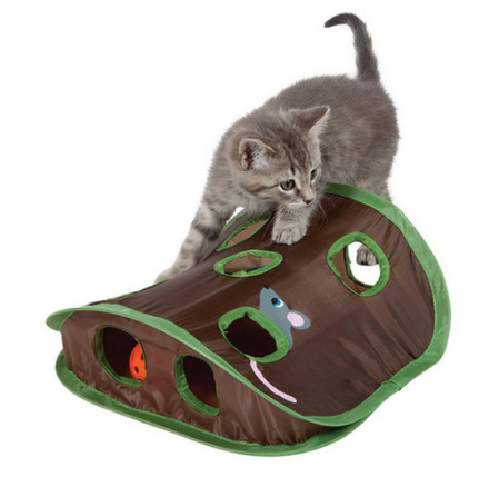 Chat de compagnie souris jeu Intelligence jouet cloche tente avec 9 trous chats jouant Tunnel pliable souris chasse jouets garde chaton animaux actifs ► Photo 1/5