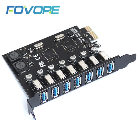 Adaptateur PCI express USB 3.0 PCI e à 7 ports USB 3 carte adaptateur d'extension USB3 PCIe PCI-e x1 convertisseur de contrôleur pour ordinateur de bureau ► Photo 1/6