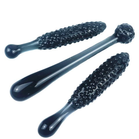 Nouveau noir Granules verre Anal Plug Double gode bouttbouchons Prostate Massage verre godemichet Anal expanseur jouets sexuels pour les Couples ► Photo 1/6