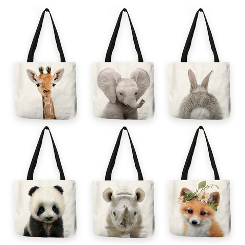 Sac à main décontracté pour femmes, fourre-tout de Shopping, grande capacité, série Animal mignon, Panda, Koala, éléphant, B13016 ► Photo 1/6