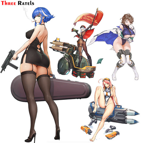 Autocollant de voiture à trois Ratels F137, anime sexy fille avec arme pour la dernière origine, décoration de maison, style réfrigérateur, valise de voyage murale, style ► Photo 1/5