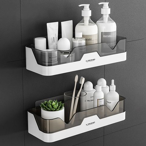 Étagère de rangement murale en plastique étanche, support de rangement pour douche, support de cuisine et salle de bain, Style Simple ► Photo 1/6