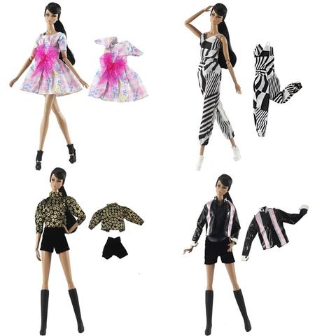 1 ensemble mode tenue robe chemise jupe quotidien tenue décontracté accessoires vêtements pour poupée Barbie ► Photo 1/6