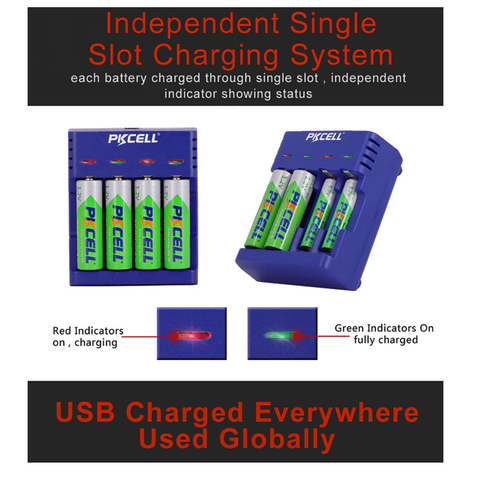 Chargeur de batterie pour piles AA ou AAA 1.2V NIMH NICD, avec 4 emplacements, 1 à 4 prises USB, ou boîte Multiple ► Photo 1/6