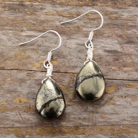 Boucles d'oreilles en forme de larme femmes Pyrite goutte boucle d'oreille femme petite amie cadeaux exquise dame élégant bijoux livraison directe en gros ► Photo 1/4