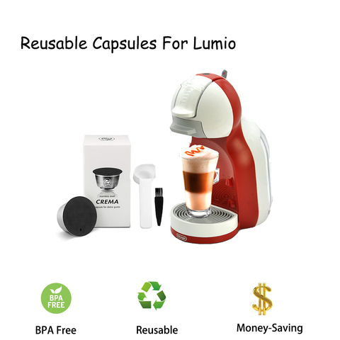 Capsules de café réutilisables pour Lumio, tasse Compatible avec Dolce Gusto, filtre rechargeable, couvercle en acier inoxydable de conception originale ► Photo 1/6