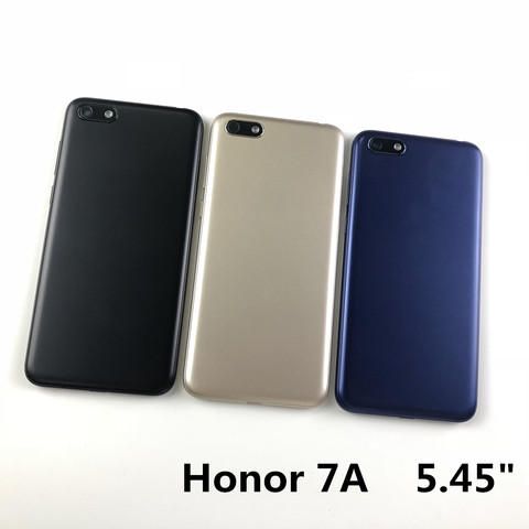 Coque arrière de 5.45 pouces pour Huawei Honor 7A, couvercle de batterie, objectif en verre pour caméra arrière, russie, boutons de Volume puissants + logo ► Photo 1/4