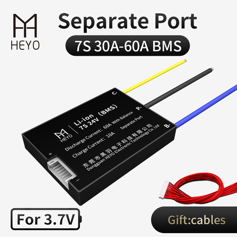 BMS Lithium 7s 100a pour batterie li-ion 24V 30a, port séparé 40a 150a, panneau de protection du dissipateur de chaleur avec équilibre pour le stockage solaire ► Photo 1/3