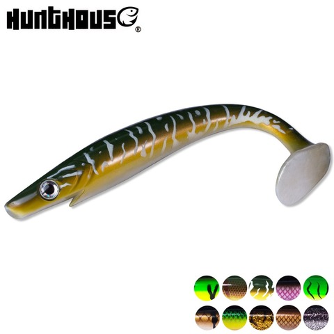 Hunthouse pro alose brochet leurre 20cm 50g 2 pièces/lot peinture impression leurre queue de porc alose silicone souple leurre naturel musqué ► Photo 1/6