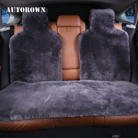 AUTOROWN – housses de siège de voiture universelles, 100% en peau de mouton australienne naturelle, accessoires Automobiles d'automne et d'hiver, fonction de base ► Photo 1/6