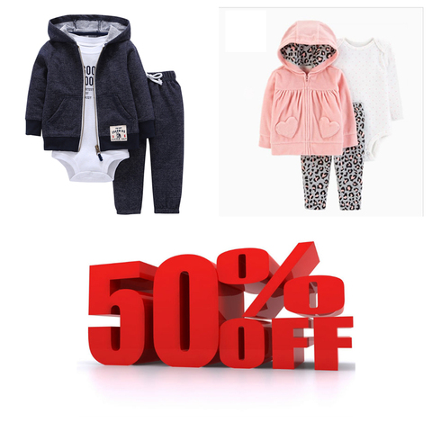 Bébé garçon fille vêtements ensemble coton à manches longues à capuche veste + pantalon + barboteuses nouveau-né infantile bambin tenues unisexe nouveau-né vêtements ► Photo 1/6