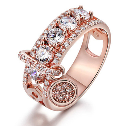 Bague de mariage Vintage pour femmes, couleur or Rose argent, bijoux de luxe en Zircon blanc, couleur Rose, cadeau, collection 2022, nouveauté ► Photo 1/5