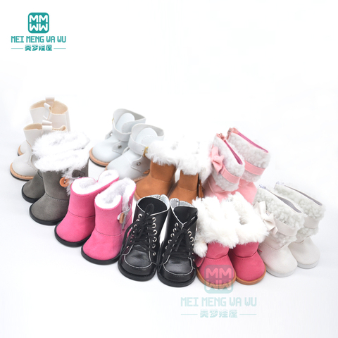7.5*4.5cm bébé chaussures pour poupée épaisse bottes en laine ajustement 43 cm nouveau-né poupée accessoires et poupée américaine ► Photo 1/6