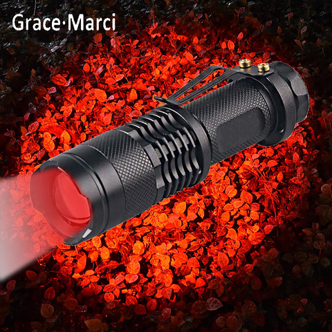 Lampe de poche rouge avec Zoom réglable, 3W, puissante torche LED 625nm, lumière rouge, Mini, lumière de poche avec Clip, pour la chasse et l'astronomie, nouvelle collection ► Photo 1/6