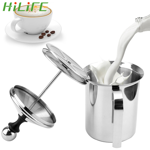 HILIFE – presse-lait manuel à Double maille, 400/800ML, outils de cuisine, mousseur à café en acier inoxydable ► Photo 1/6