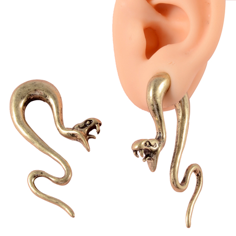 Paire de boucles d'oreilles en laiton pour les boucles d'oreilles, serpent, gabarit de stretch en spirale Piercing pour les bijoux corporels ► Photo 1/6