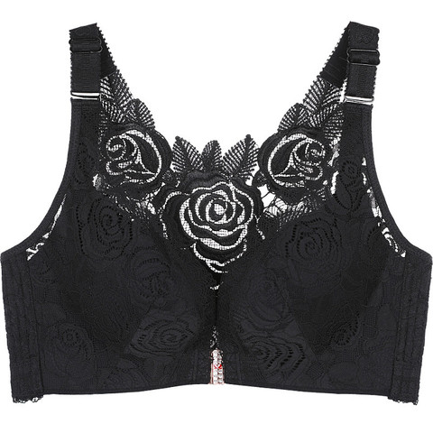 Soutien-gorge à bouton frontal pour femmes, sous-vêtement ajusté, rose, sans fil, grande taille, 95D ► Photo 1/6